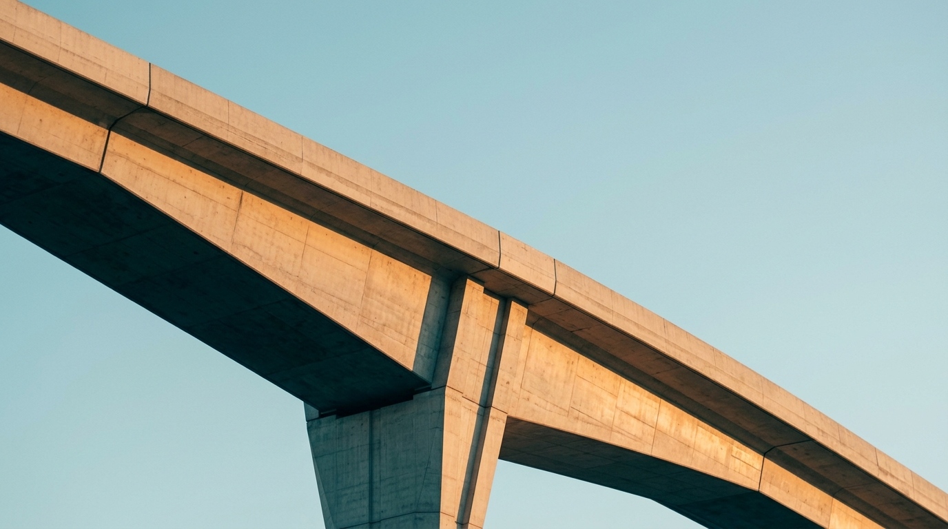 Concrete bridge span against a clear sky