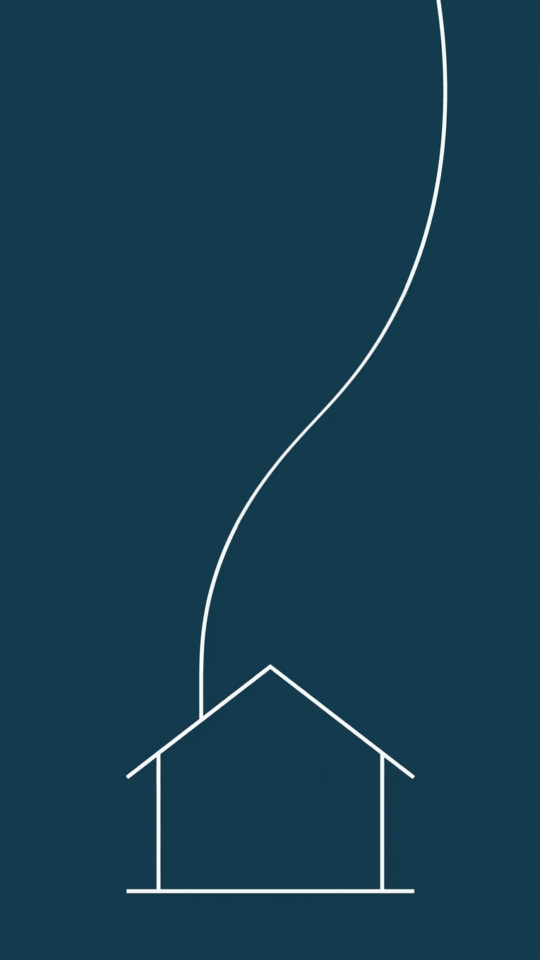 Diagram: a line rising from a house, representing mortgage principal converting into an investment structure over time.